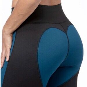 EVREE X Barbella Bella Black Blue Heart Booty Contour Detail Active Leggings XL